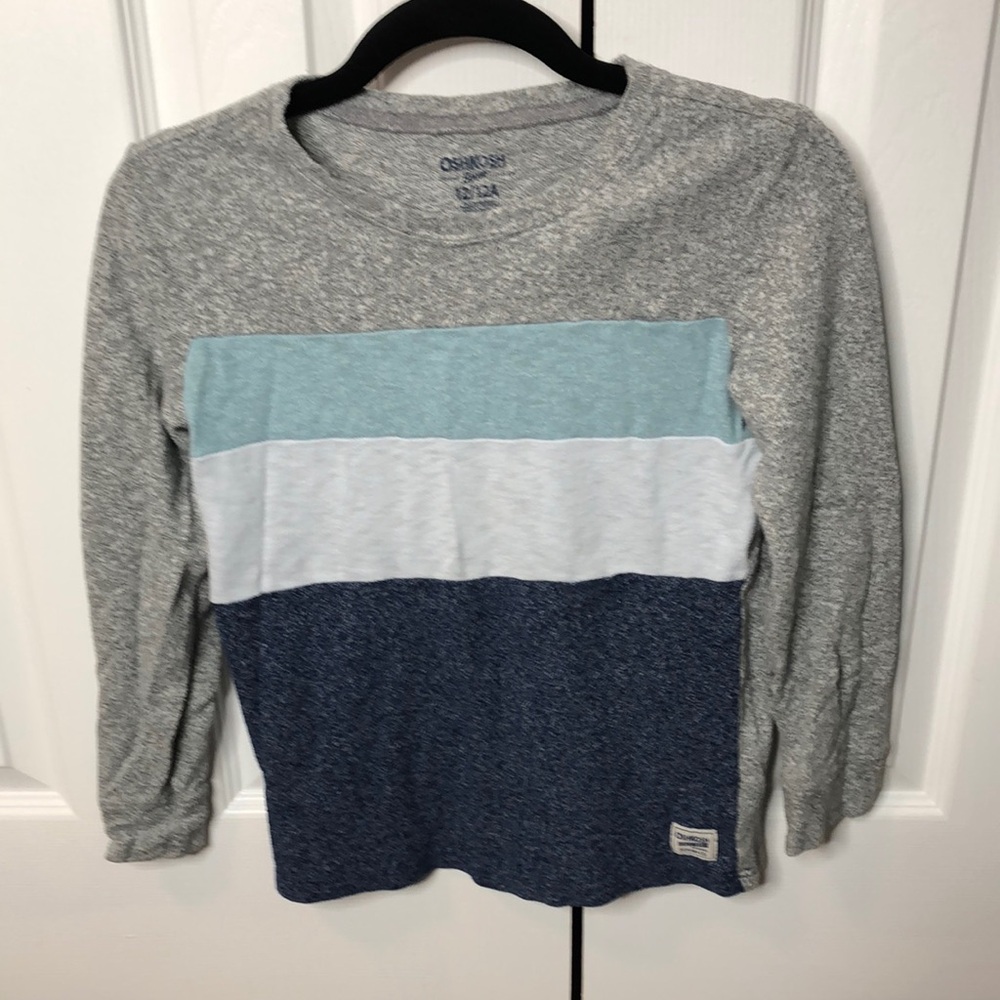OshKosh B'gosh Gray and Blue Kids Long Sleeve Shirt, size 12
